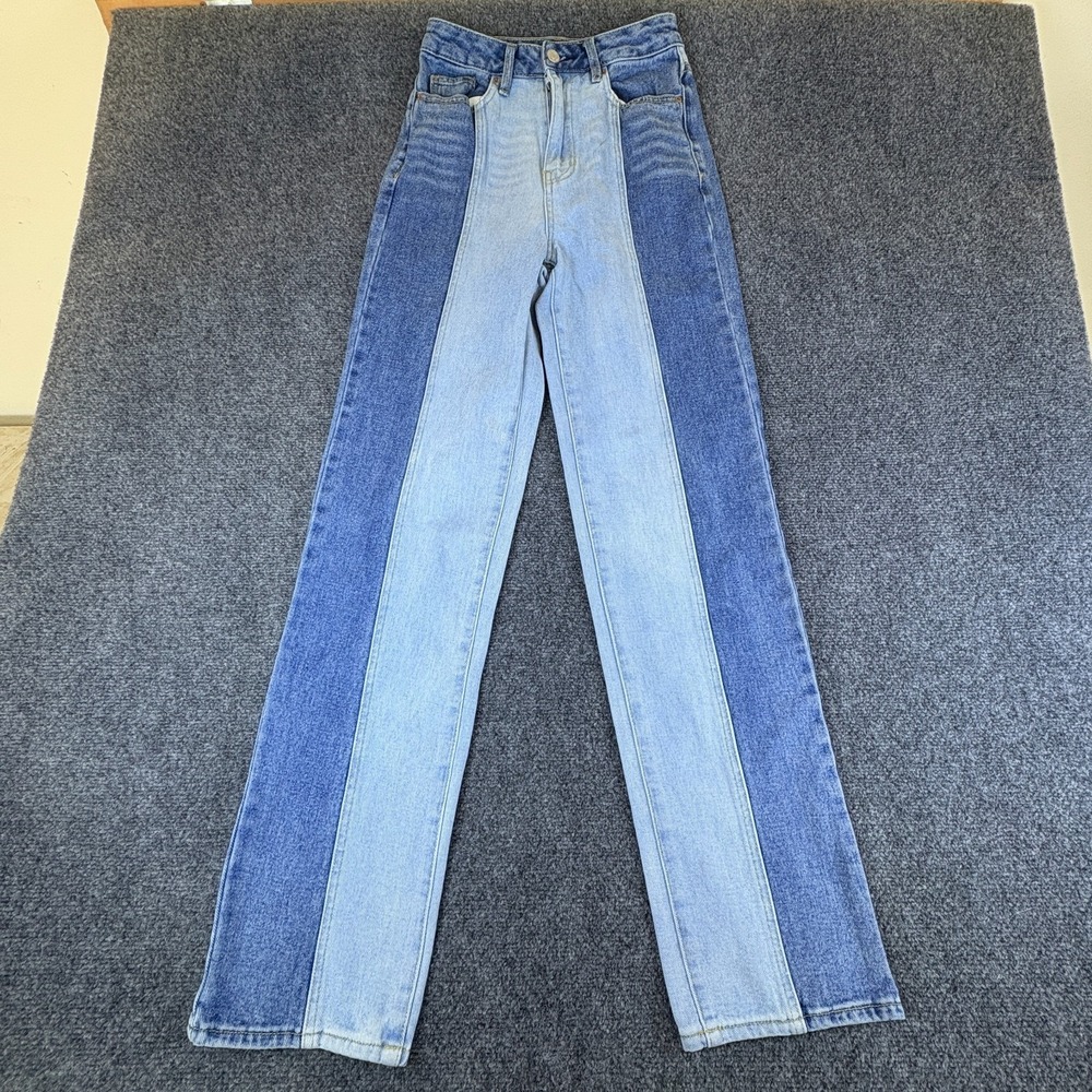 PacSun 90's Boyfriend Jeans Womens 24x31 Blue Two-Tone Denim Y2K Straight Leg